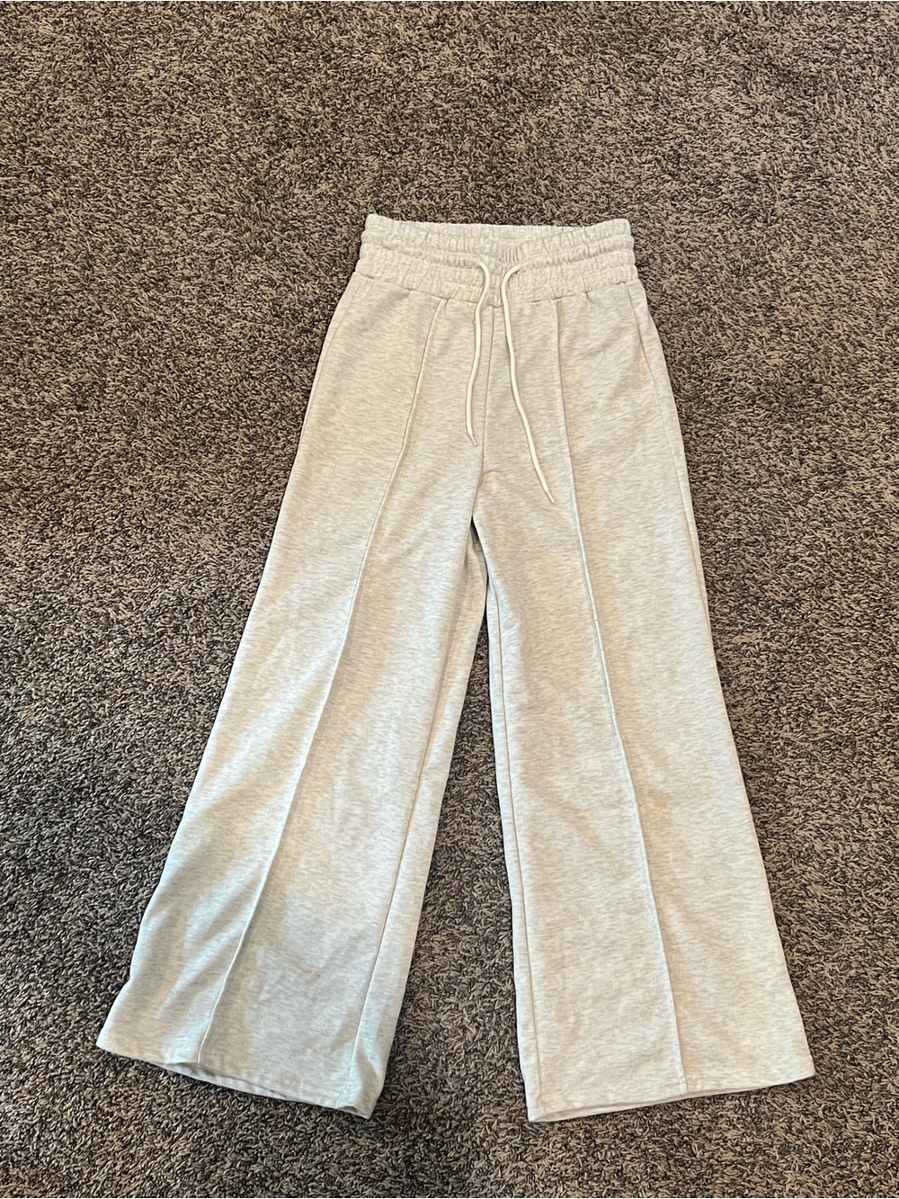 SHEIN EZwear Light Gray Wide Leg Joggers Drawstring Elastic Waist NWT Size M - Picture 3 of 10